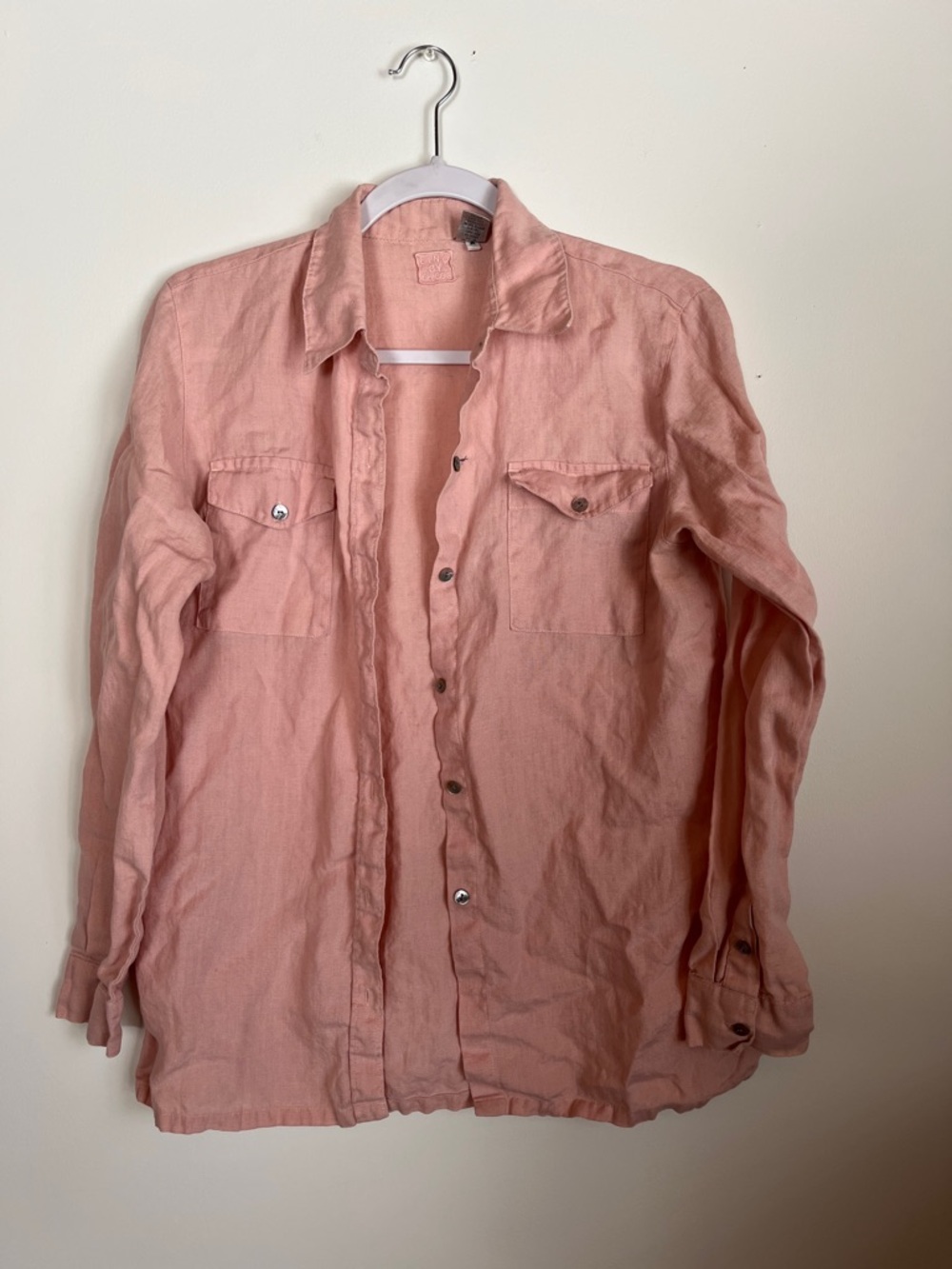 Pink Linen Long-Sleeve Button Down